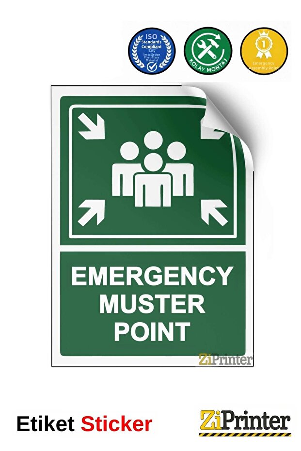 Emergency Muster Point Isg Warning Sign Sticker 35X50 cm