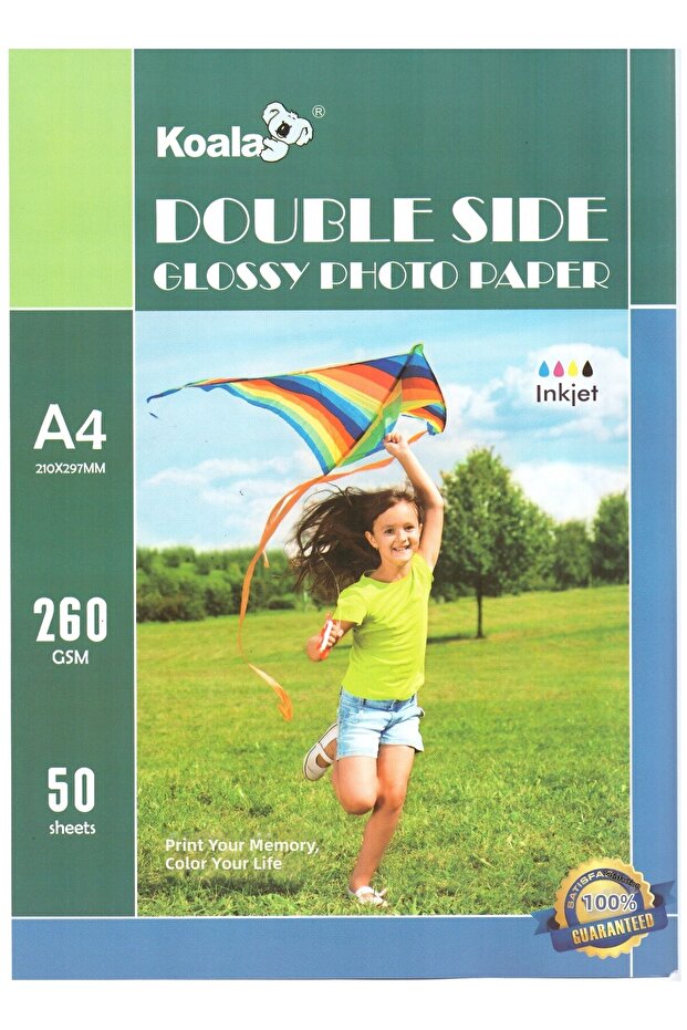 Premium Glossy Double Side Double Side A4 Photo Paper 260 Gr. for Oki Printers. 50 Pieces