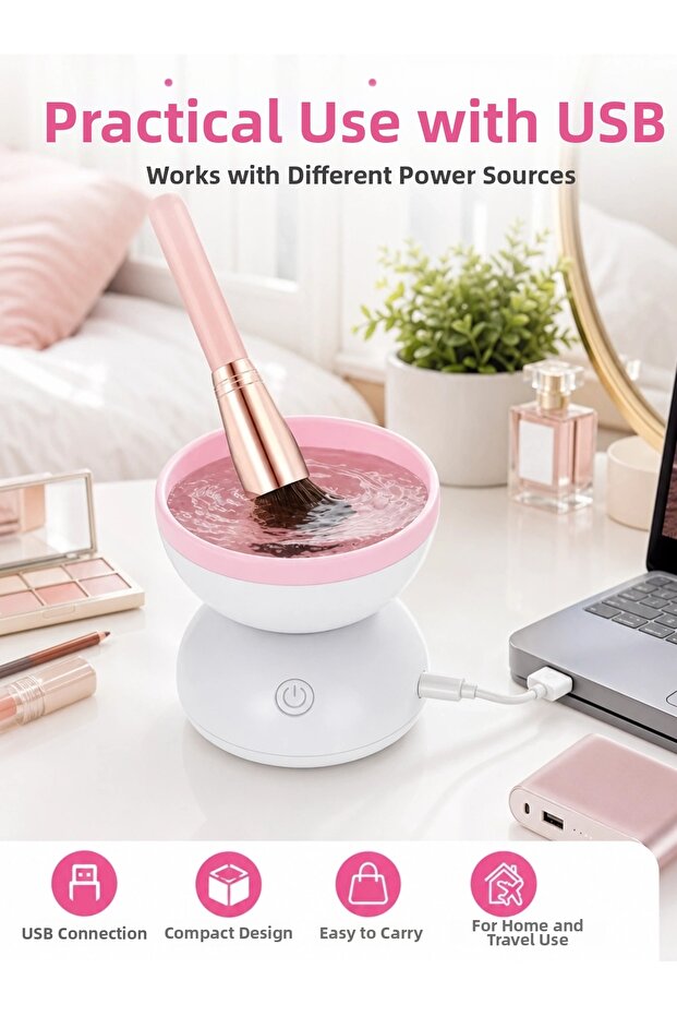 Portable electric makeup brush cleaning and drying device - next generation