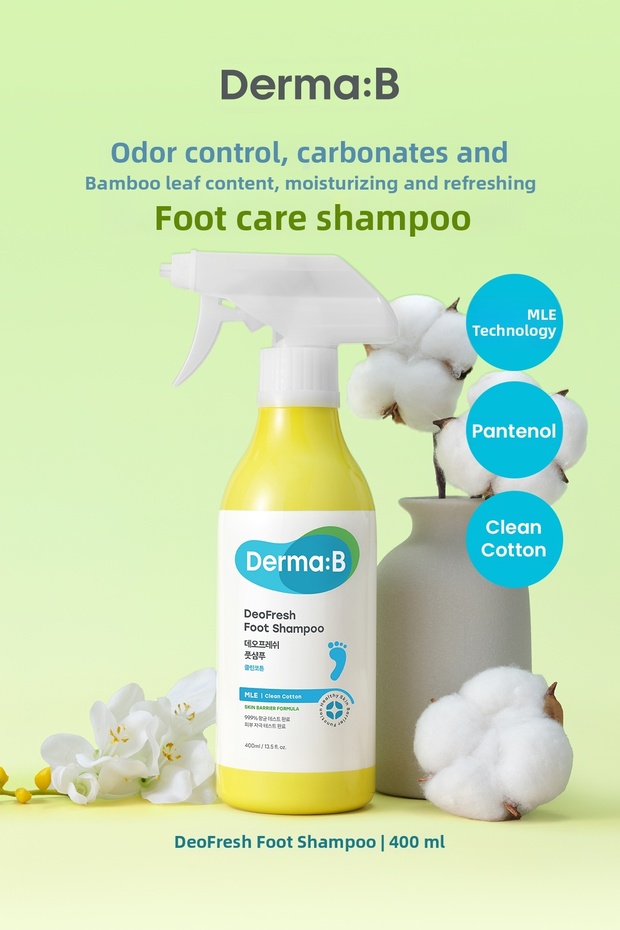 Anti-Bad Odor, Moisturizing and Cooling Foot Shampoo Derma:B Deofresh Foot Shampoo (Cotton)