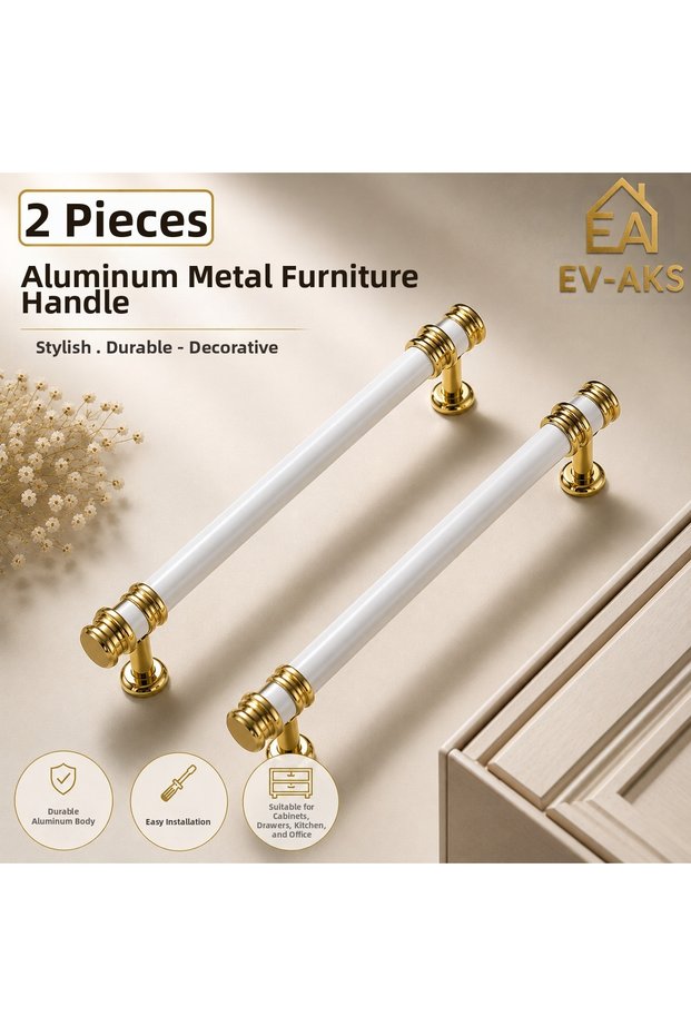 2Pcs Aluminum Metal Decorative Furniture Handle Cabinet Drawer Kitchen Home Office