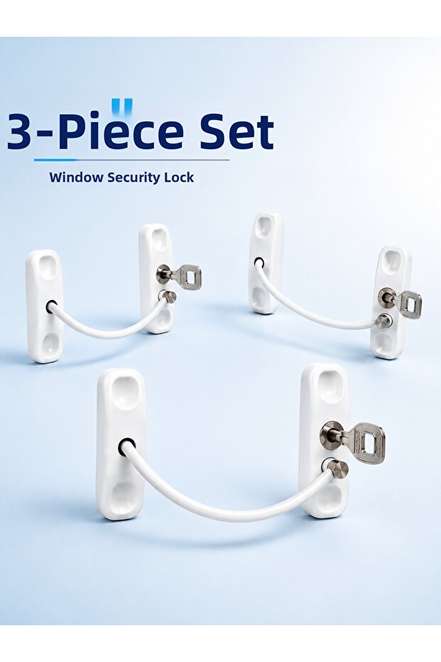 3-Piece Keyed Window Lock Safety Lock Set for Child Safety - Lsntkn-Rs4937