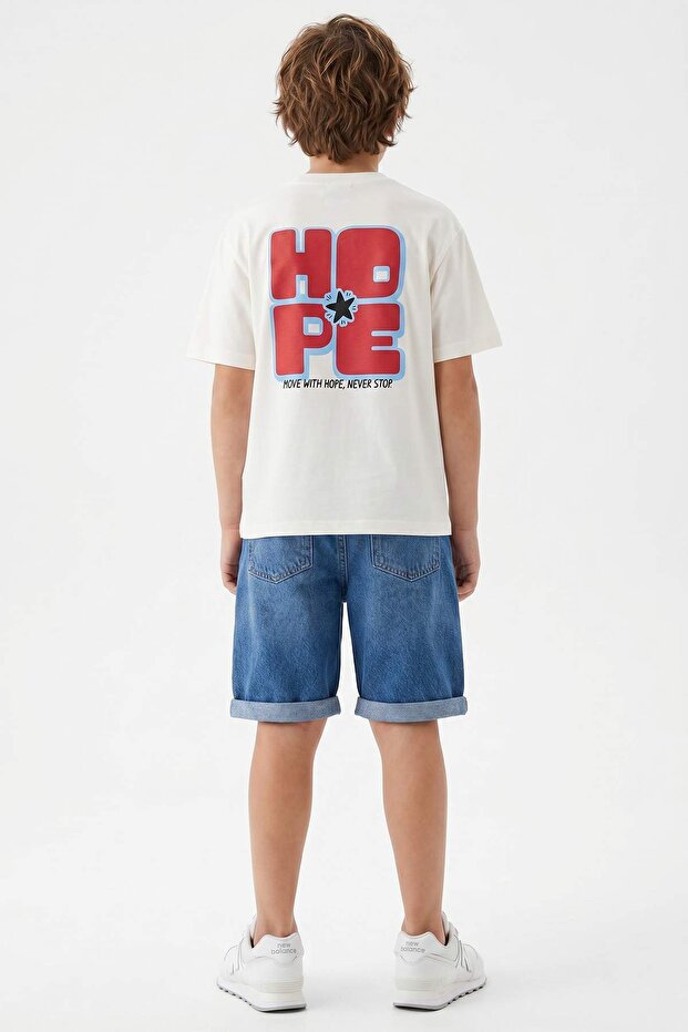 Ekru Düz Örme Erkek Çocuk T-Shirt TKDSS26TS00088 - 3