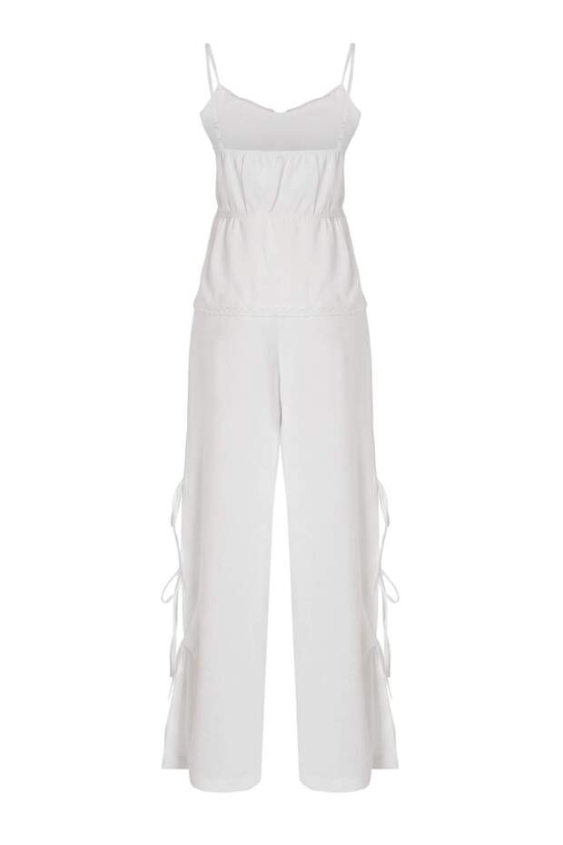 Ekru Dokuma Maxi Plaj Bluz Pantolon Takım TBESS26AU00086 - 6