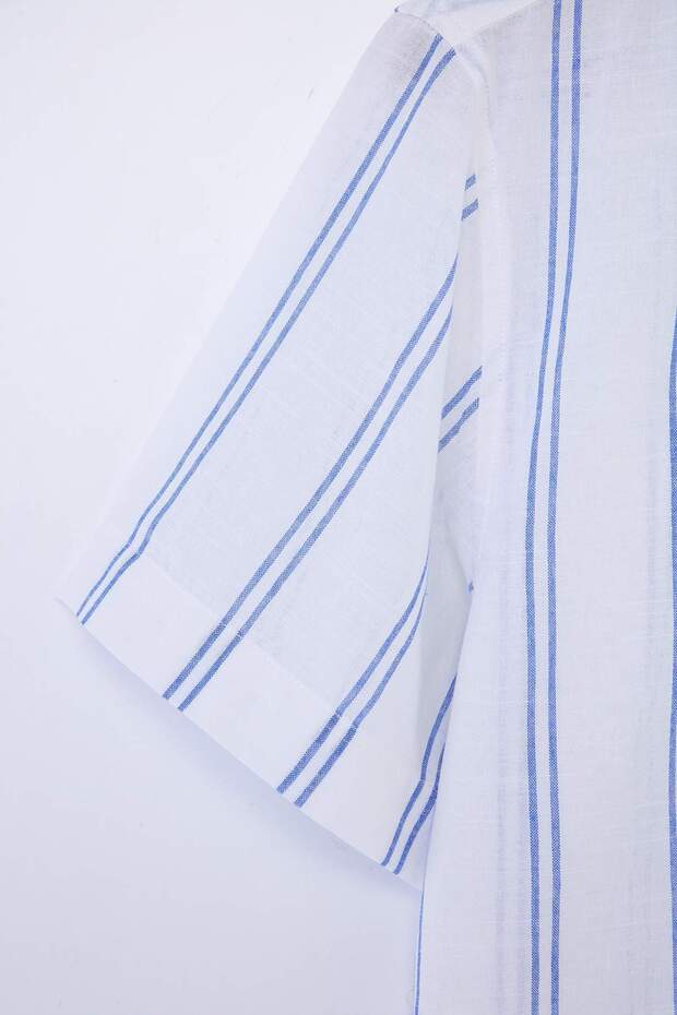 Beyaz %100 Pamuk Apaj Yaka Kısa Kollu Regular Fit/Normal Kalıp Erkek Gömlek TMNSS26GO00046 - 6