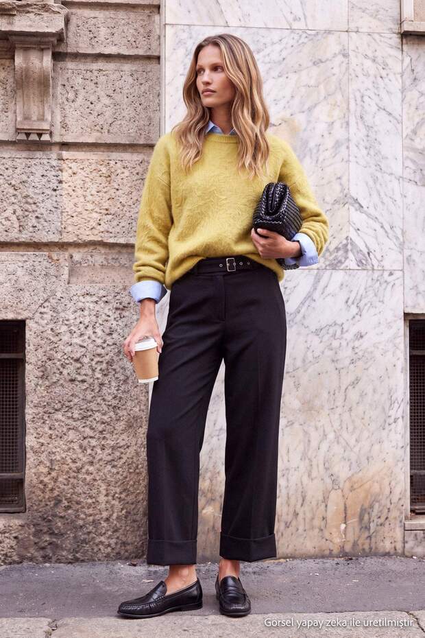 Trendyolmilla Wardrobe Essentials – Siyah Kemer Tokalı Duble Paça Pantolon | TWOAW27PL00010