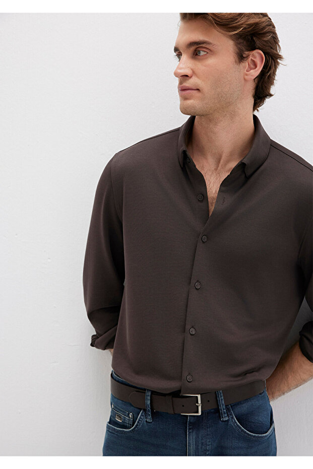 Black Brown Shirt Slim Fit / Slim Fit 0211908-70219