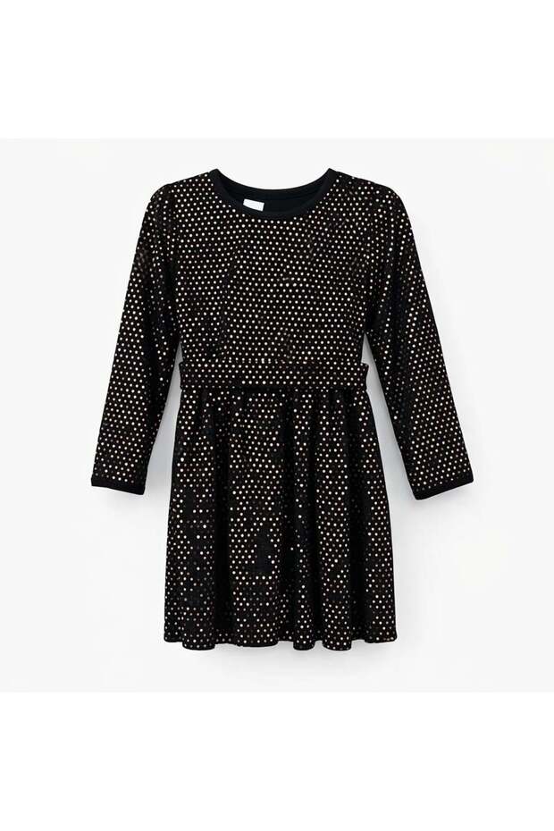 Nk baby girl long sleeve shiny dress 9-18 months black - pink