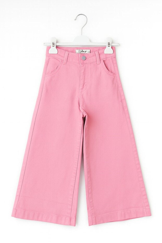 Escabel girls' basic wide leg denim jeans, ages 4-14, pink