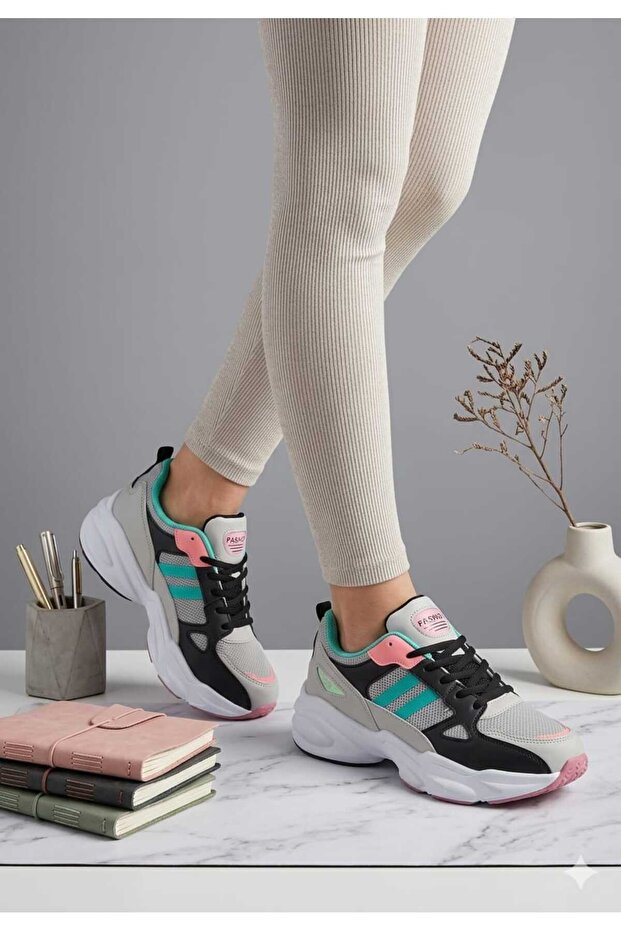 Women's White Green Non-Yellowing Sole Sneaker Shoes