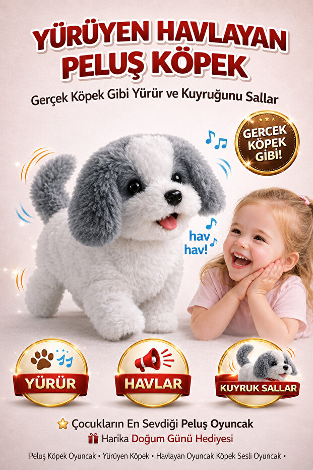 Interactive Walking P Plush Dog | Barking Tail Wagging Sound Toy