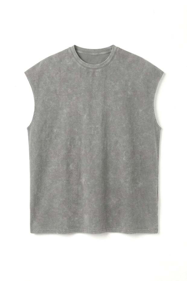 Basic Sleeveless T-Shirt Smoked