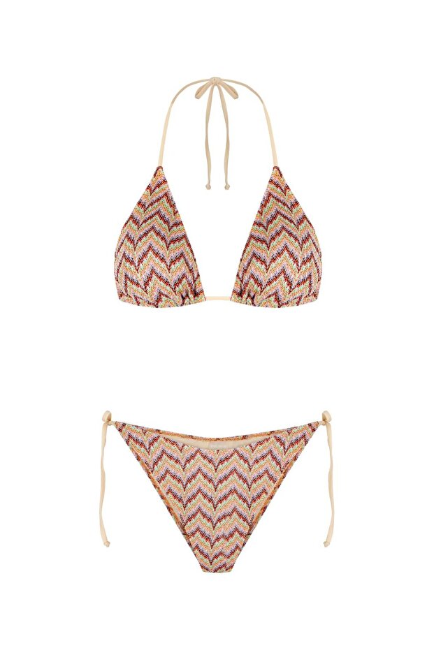 SIENNA Renkli Örme Üçgen Bikini Takım
