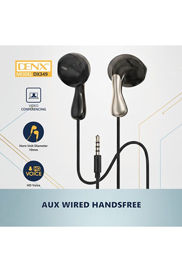 Earphone with microphone control and 20kHz frequency response for mobile phones, 1.2m length DX349