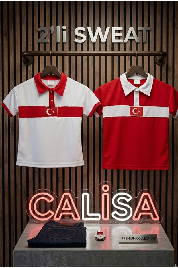 Children's Turkey National Team 2-Piece T-Shirt Red White Flag Detailed Summer Unisex Set