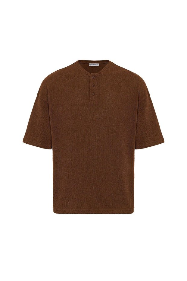 Basic Oversize Button Collar T-Shirt