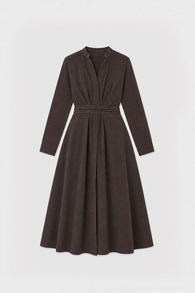 Coffee 100% Lyocell Belted Women's Dress