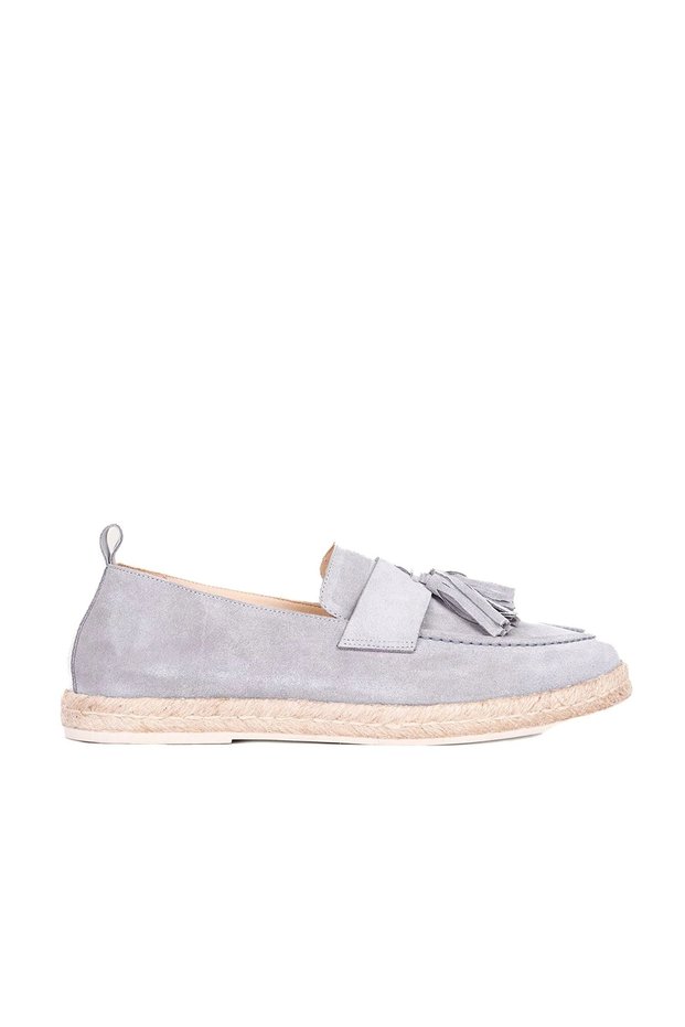 Gri Açık Süet Erkek Espadril Ayakkabı 01ms12702