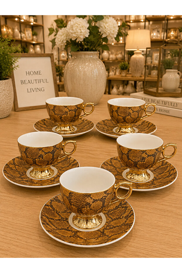 ESTERHOMEDECOR porcelain coffee cup set for 6 people