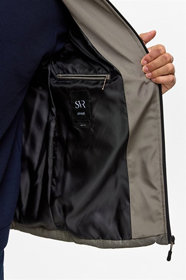 Gri Slim Kapitone Mont - 8