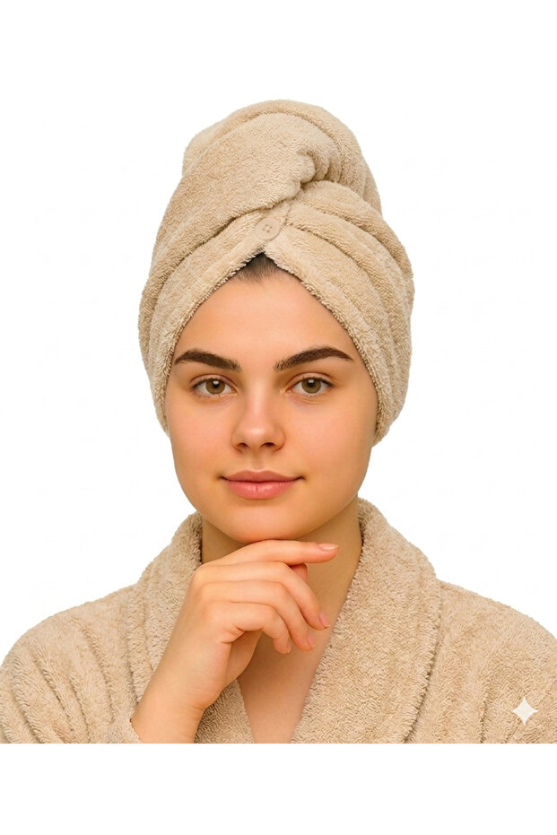 Button Elastic Hair Towel, Hair Cap, Makeup Cap, Facial Care Towel,