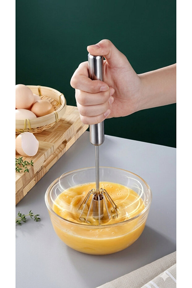 Push-Pull Mixer Stirrer Stainless Steel Stainless Steel Semi-Automatic Egg Beater | Practical Hand Mixer Hand Push Whisk Blender Egg Beater Milk Frother