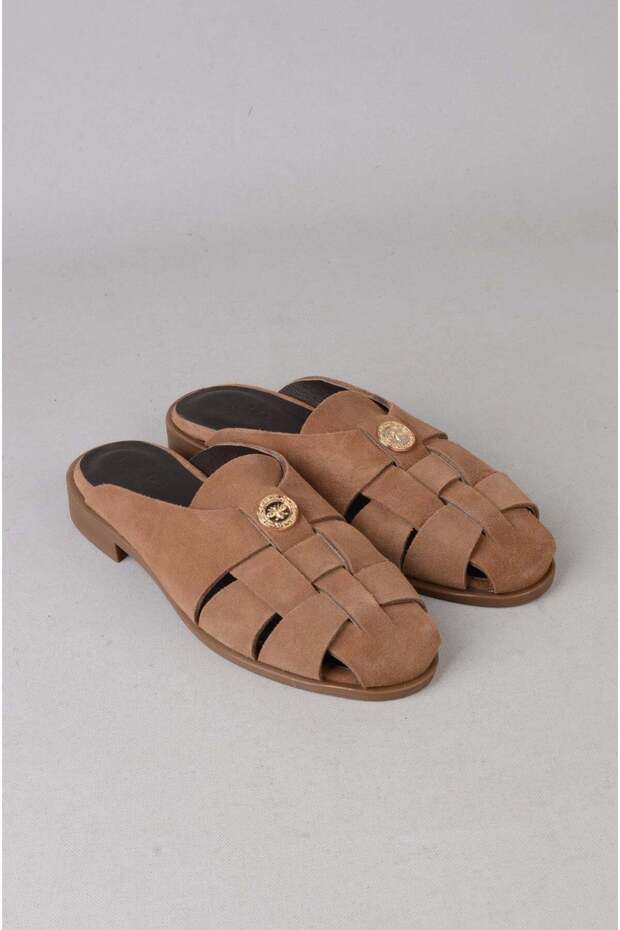 Seç 4200 genuine leather women's slipper (heel height: 2cm) sigaro