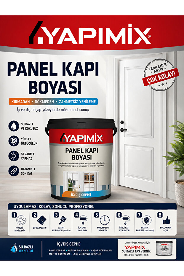 Panel Kapı Boyası Beyaz - Su Bazlı Kokusuz