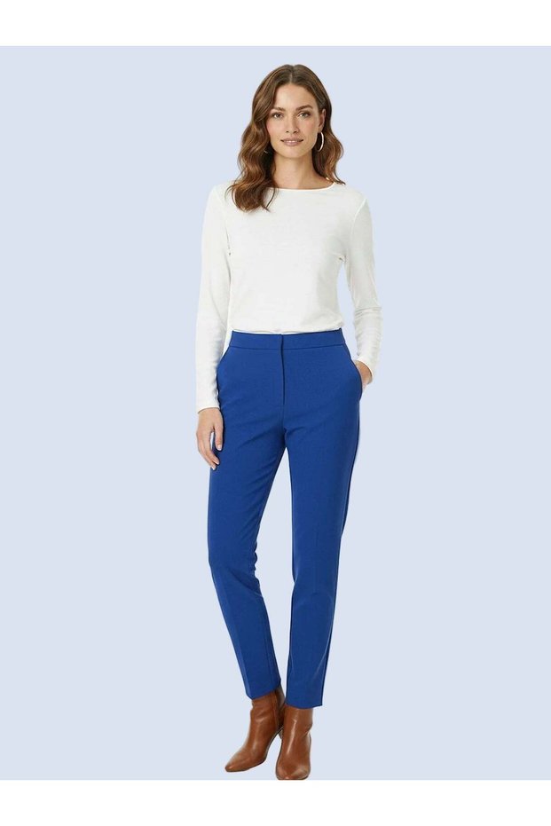 Women's Blue Skinny Pants – Sculpt Fit | High Waist Form | Tok Kumaş | All-Day Comfort