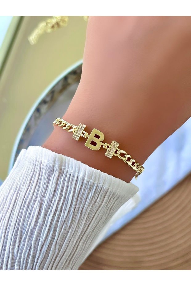 سوار سلسلة بسيط مزين بحرف (حرف B)