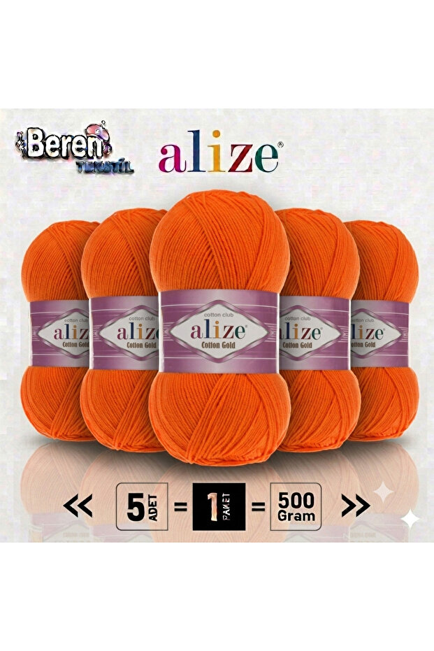 Cotton Gold 5 Pieces Amigurumi Vest Cardigan Scarf Sweater Knitting Yarn Color 37 Orange