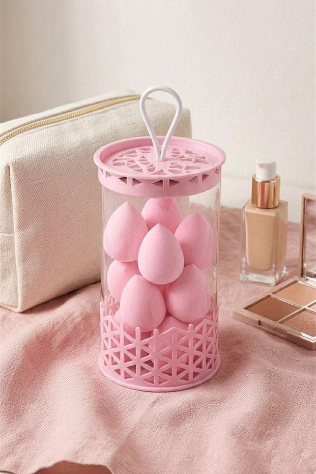 Mini Size 8-Piece Pink Makeup Sponge Set - 2 cm X 3 cm Makeup Application Sponge