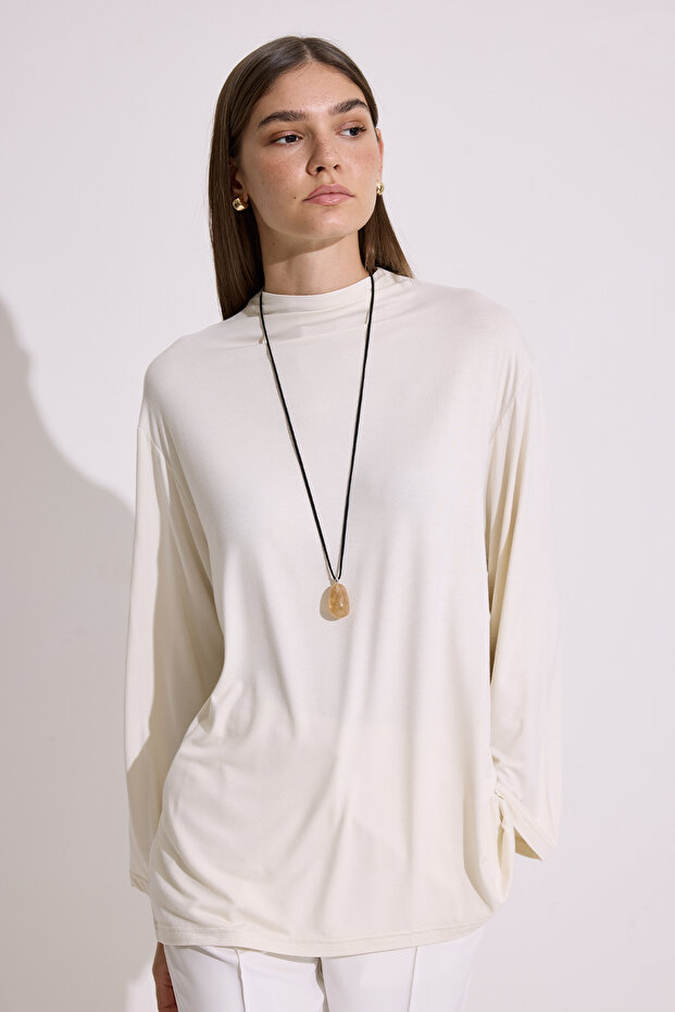 Drapey Long Sleeve Blouse İnci̇
