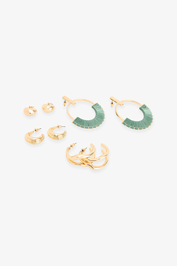 Goldfarbenes Perlenohrring-Set - 2