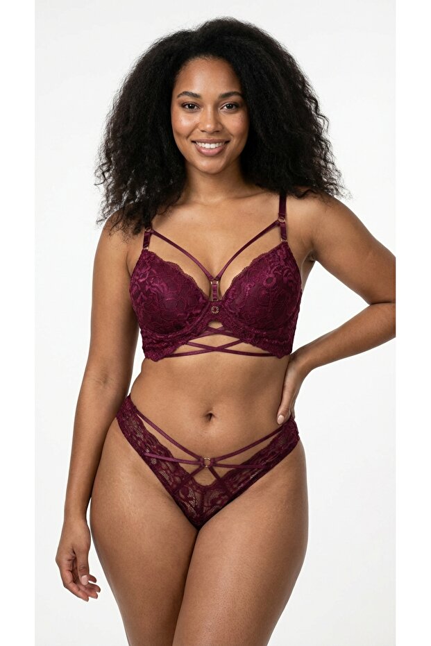 Katty Bra Push up Bra Set with Plum Lace Support and Lift