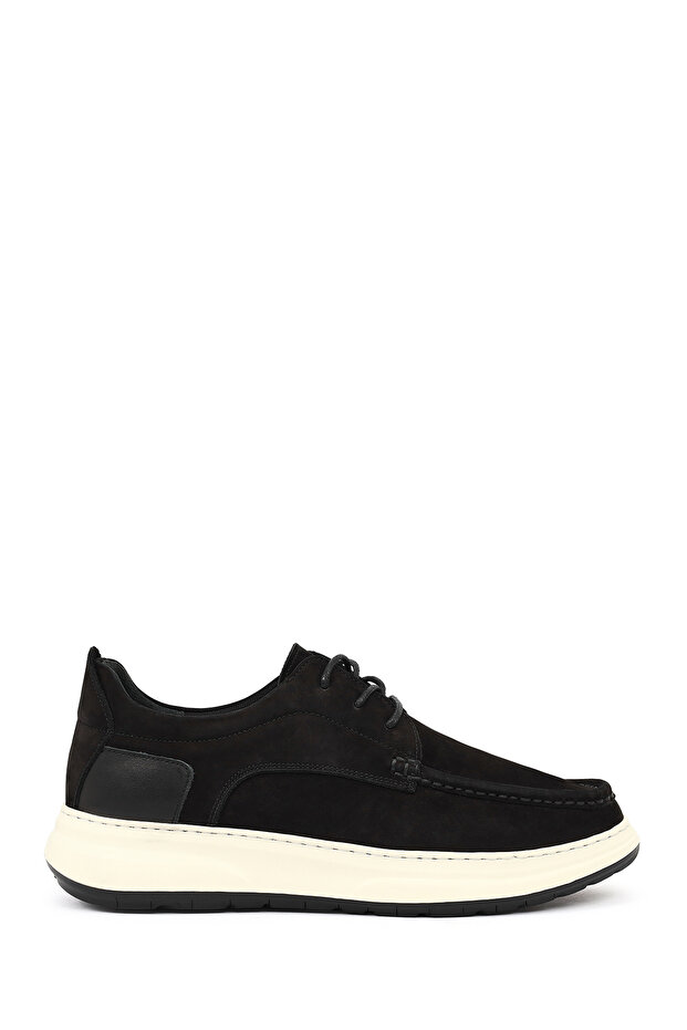Men's Black Lace-Up Thick Soled Nubuck Leather Casual Shoes 26Sfd6608V3