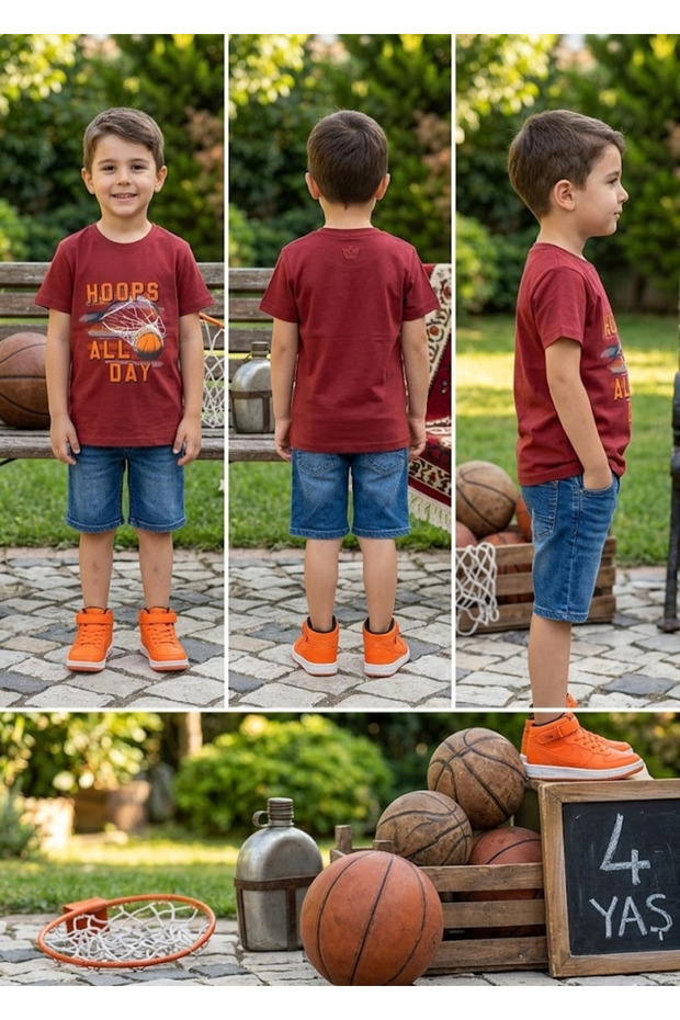 Boy's T-Shirt Basketball Hoop Graphic Printed