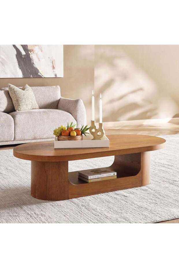 Ezra Coffee Table Oval - Dark Oak