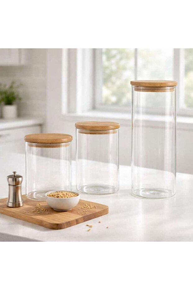 Lukas 3-piece Glass Jar Set -clear