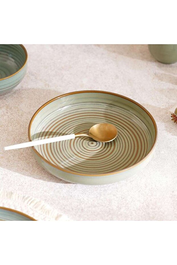 Mallorca Reactive Glaze Stoneware Soup Plate Dia22cm -grey & Brown