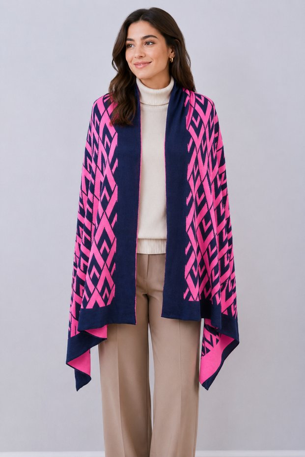 V Patterned Knitwear Shawl