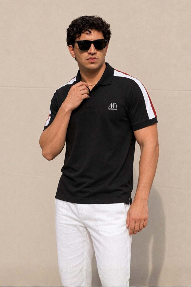 Black Polo Collar Men's T-Shirt 5215