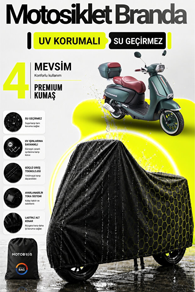 Motorcycle Tarpaulin Arora Mojito Black Waterproof and Durable (Thickest) Fabric Lifetime Use