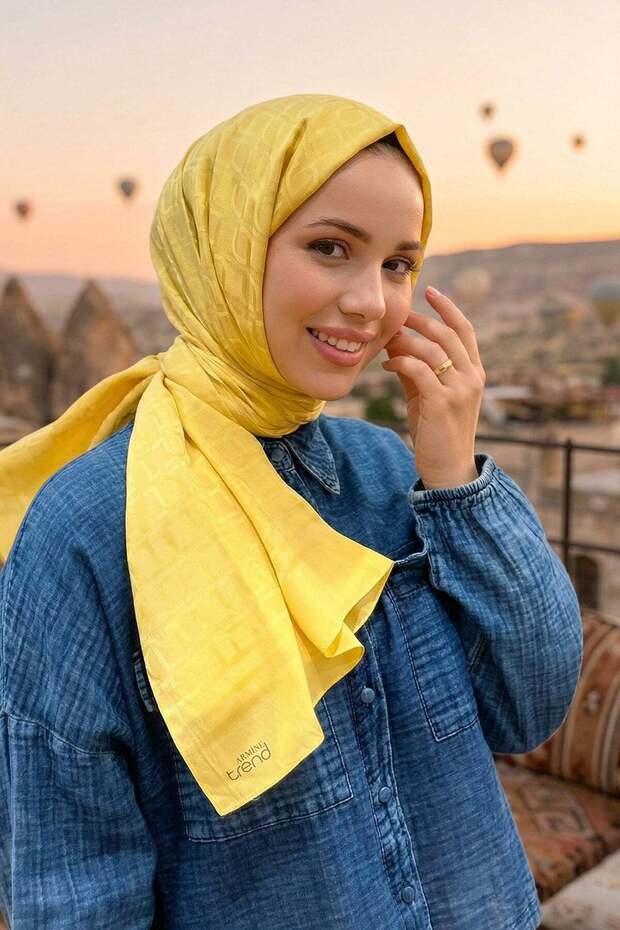 نمط سلسلة، شال جاكار قطن - DIA6-4826 - أصفر
