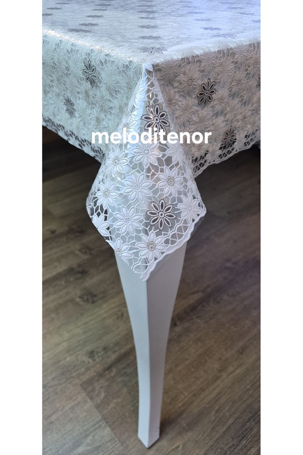 Meiwa Transparent Coating Processing Lace-Like Motif Daisy Star Pvc Thick Luxury Oilcloth Tablecloth