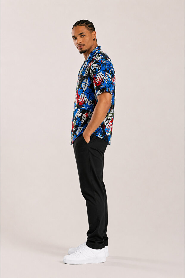 Digital Patterned Men's Oversize Shirt - 3