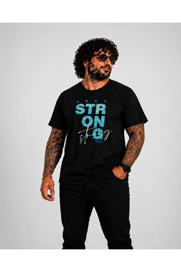 Men's Oversize Crew Neck T-Shirt Strong 26154 Black