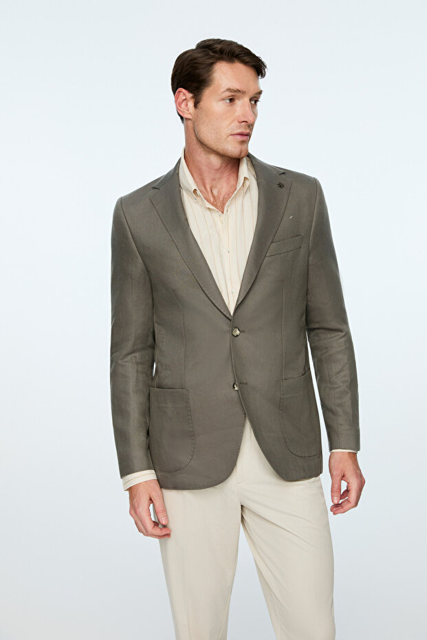 Men's Nefti Woven Trend Straight Slim Fit Mono Collar Jacket