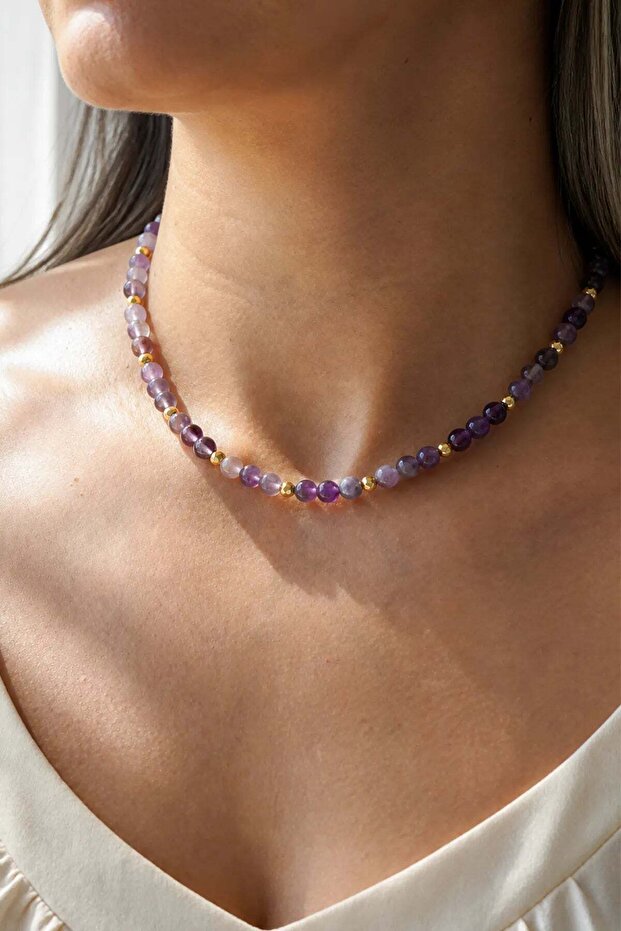 Ametist Natural Stone Necklace | Emotional Balance and Inner Peace | Pure Collection |