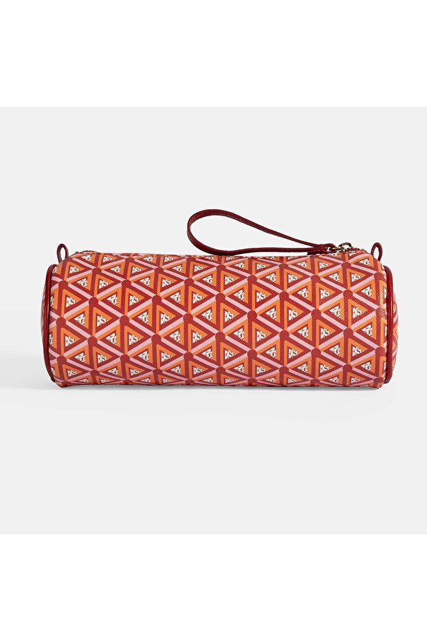Red Monogram Patterned Pen Holder/Shaving/Makeup Bag - 3
